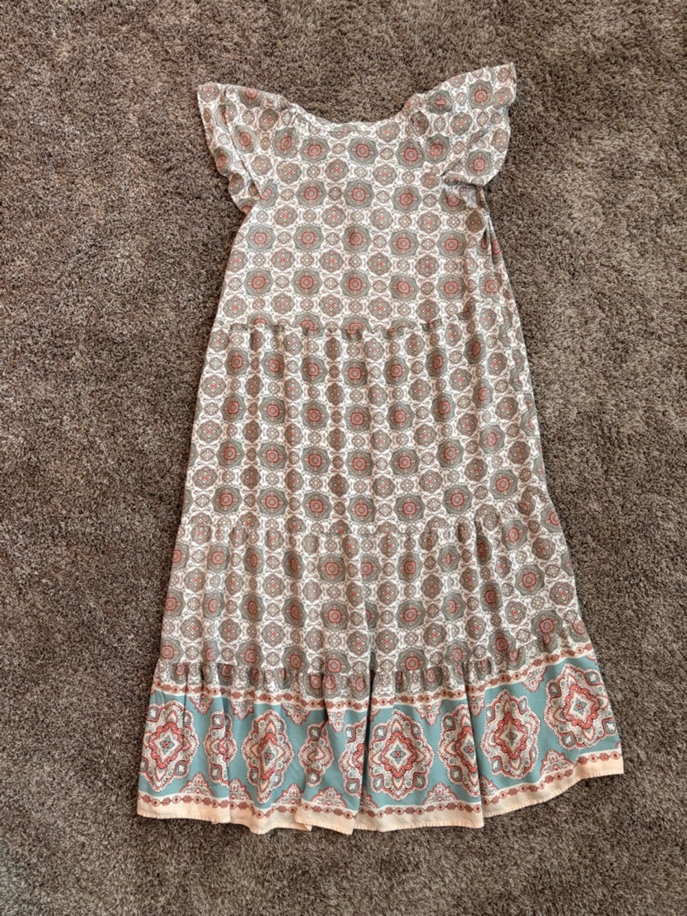 Blu Pepper Boho Printed Midi Dress – Cottagecore / Prairie / Festival Style - Picture 4 of 9